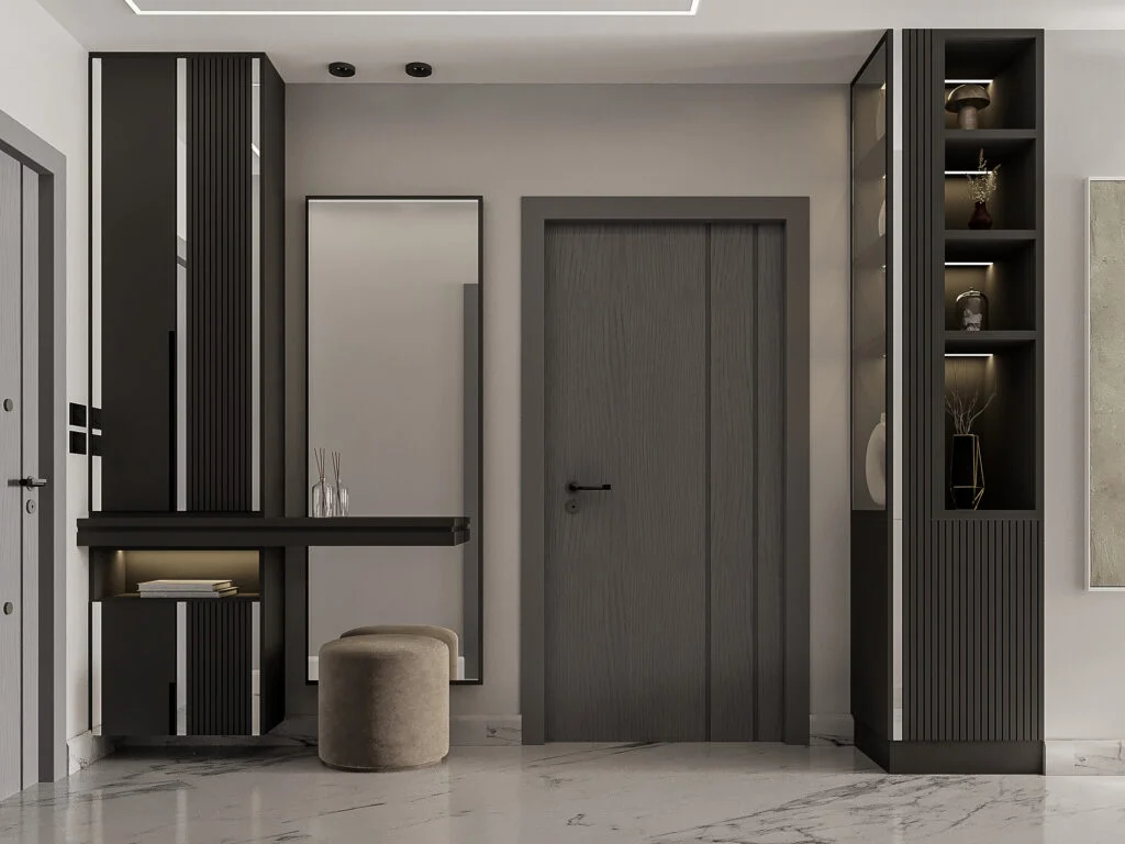 modern flat design entrance black and white