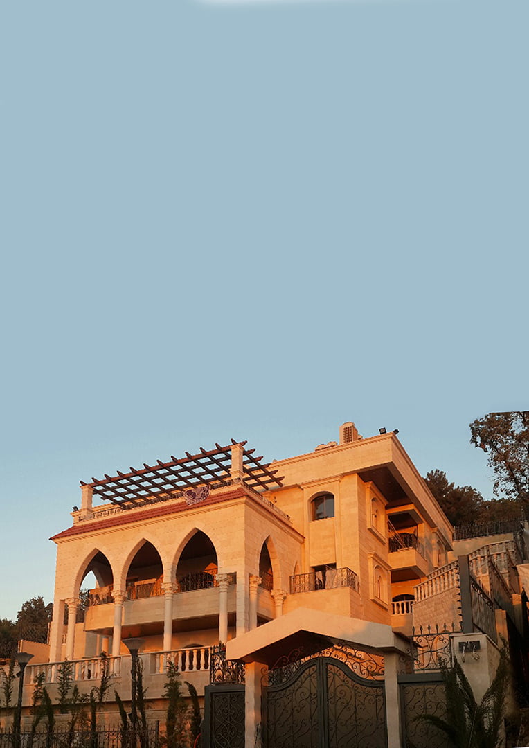 A residential villa consists of three stories and two basements containing a 370 square meter garage and a technical floor. we used the Islamic sharp arches and decorated columns in addition to stone stair railing and pitched brick roofs. The structural system was a simple and economic we considered the climate and local conditions when we chose the plants and materials.